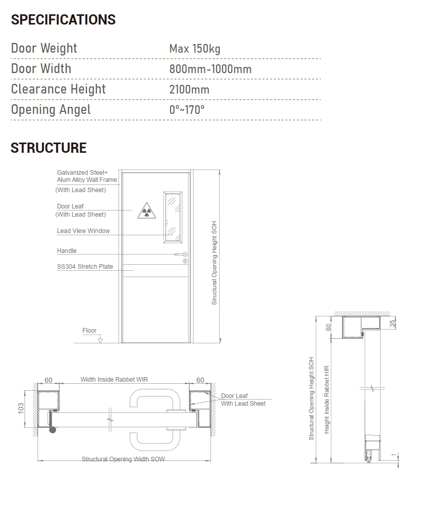 Lead Shielding Swing Door